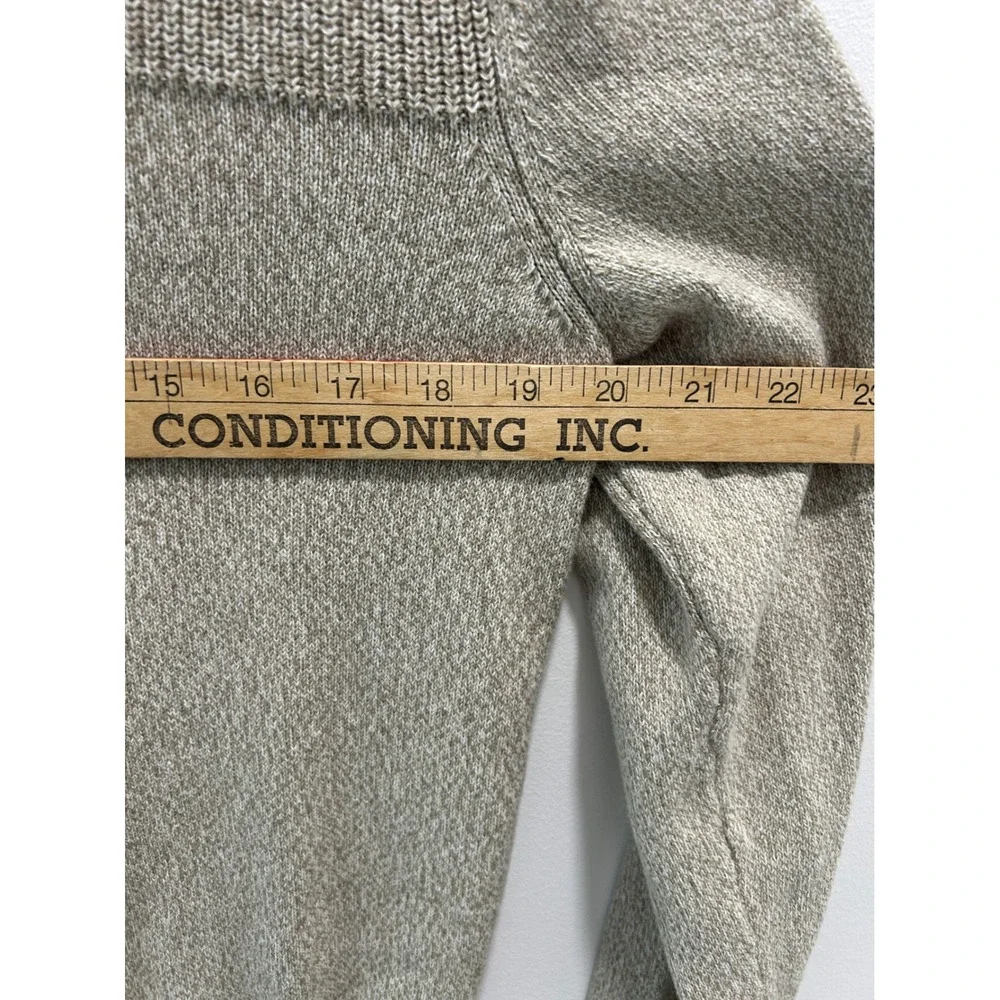 Club Room Mens Tan Marl 100% Cotton Quarter Button Mock Neck Sweater Large